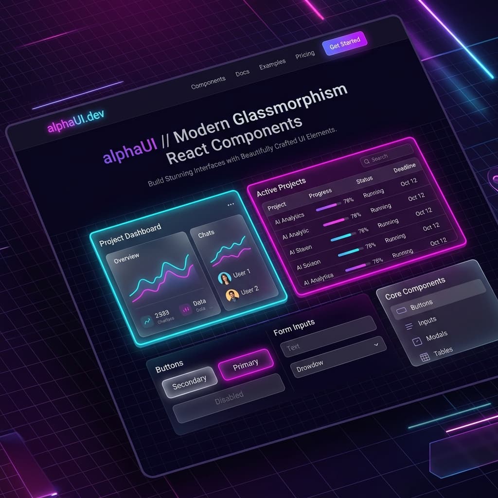 AlphaUI — Premium Glassmorphism Component Library